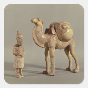 Pegatina Cuadrada Figurillas funerarias de un camello cargado