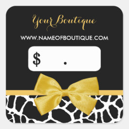 Pegatina Cuadrada Fijación de precios de boutique de lazo amarillo