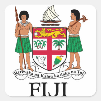 Pegatina Cuadrada FIJI - emblema / bandera / escudo de armas / símbo