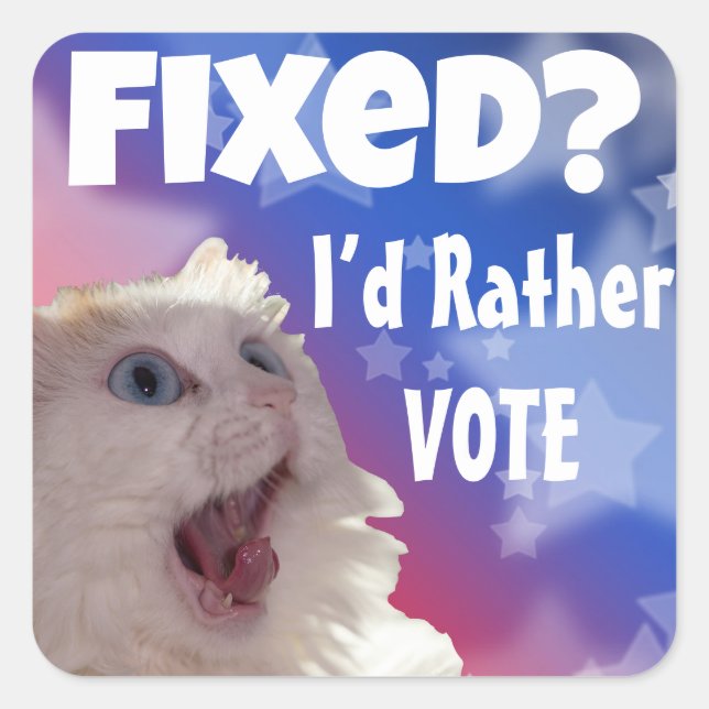 Pegatina Cuadrada ¿Fijo? Prefiero votar (Anverso)