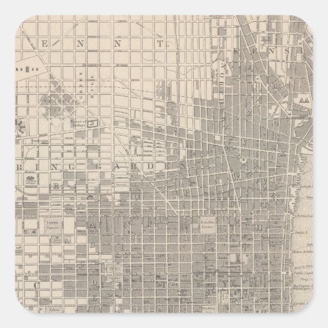 Pegatina Cuadrada Filadelfia (Anverso)