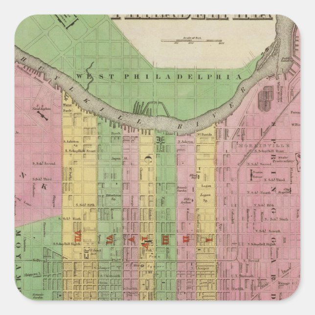 Pegatina Cuadrada Filadelfia 3 (Anverso)