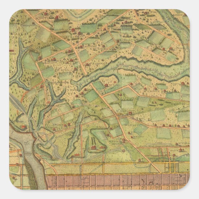 Pegatina Cuadrada Filadelfia 5 (Anverso)