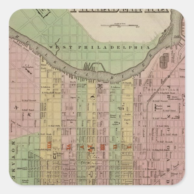 Pegatina Cuadrada Filadelfia 6 (Anverso)