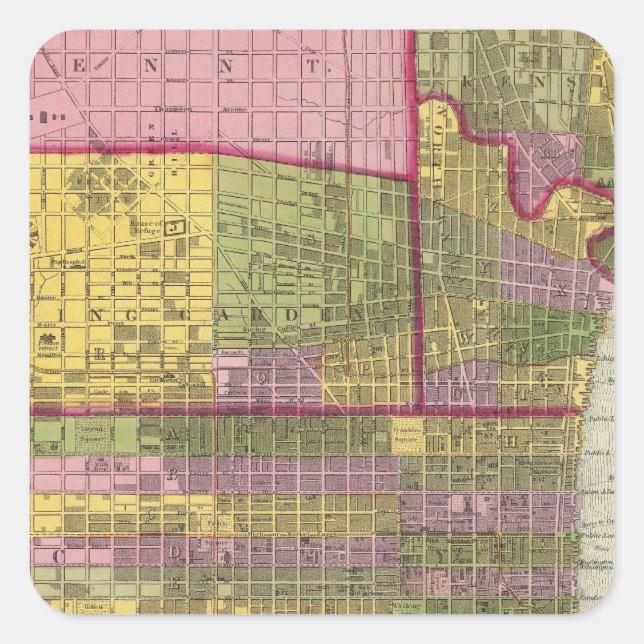 Pegatina Cuadrada Filadelfia 7 (Anverso)