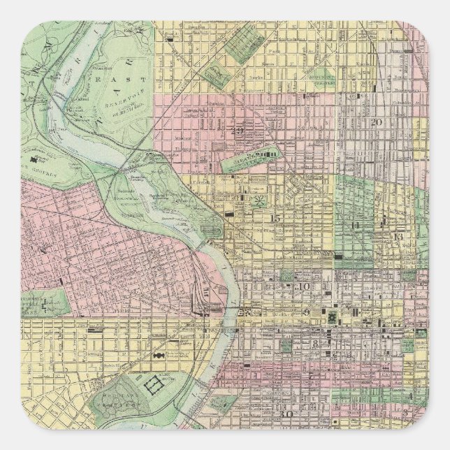 Pegatina Cuadrada Filadelfia, Camden (Anverso)