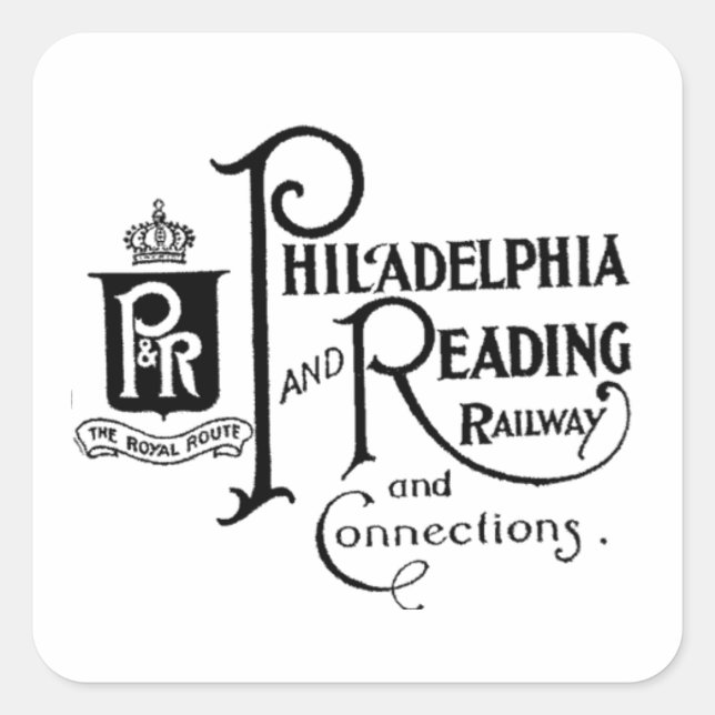 Pegatina Cuadrada Filadelfia y el logotipo del ferrocarril de lectur (Anverso)