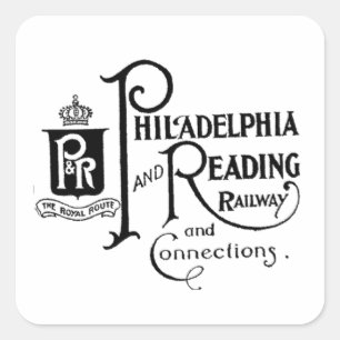 Pegatina Cuadrada Filadelfia y el logotipo del ferrocarril de lectur