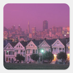 Pegatina Cuadrada Filas al atardecer en San Francisco,