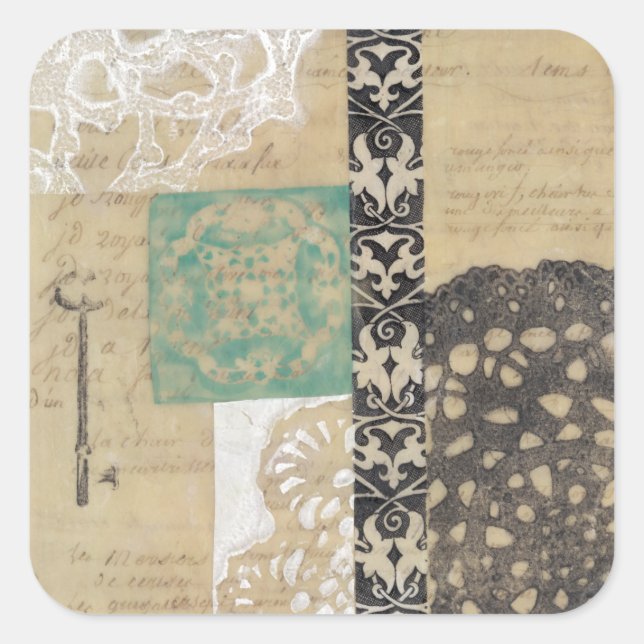 Pegatina Cuadrada Filigree & Key II (Anverso)