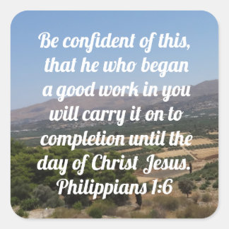 Pegatina Cuadrada Filipinas 1:6 Biblia Personalizado Verse Country