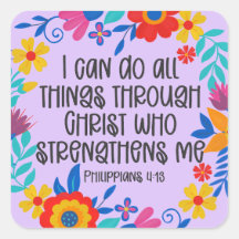 Filipinas 4:13 Biblia Escritura Folk Art Floral