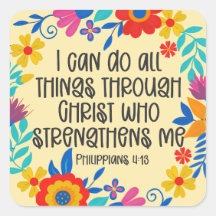 Filipinas 4:13 Biblia Escritura Folk Art Floral