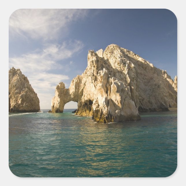 Pegatina Cuadrada Fin de la Tierra, Arco cerca de Cabo San Lucas, Ba (Anverso)