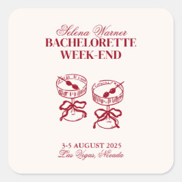 Pegatina Cuadrada Fin de semana de Bachelorette