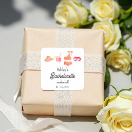 Pegatina Cuadrada Fin de semana de bikini en la playa para soltera 