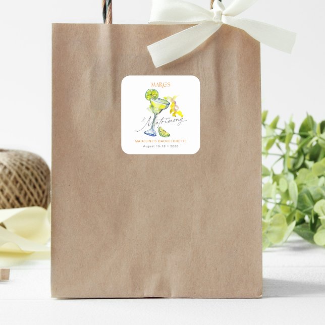 Pegatina Cuadrada Fin de semana de soltera elegante Margs & Matrimon (Subido por el creador)