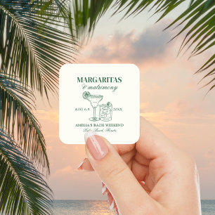 Pegatina Cuadrada Fin de semana de soltera: Margaritas y Matrimonio