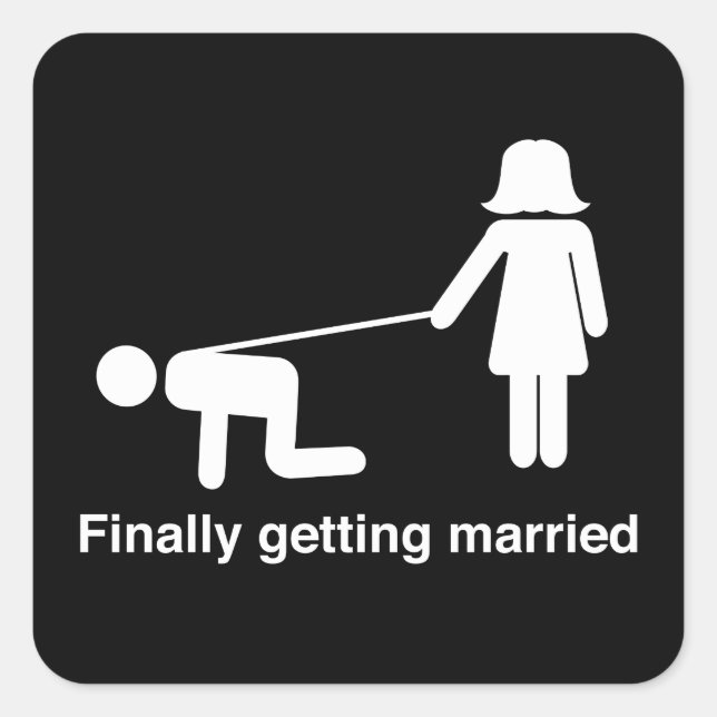 Pegatina Cuadrada Finalmente, casarse (Anverso)