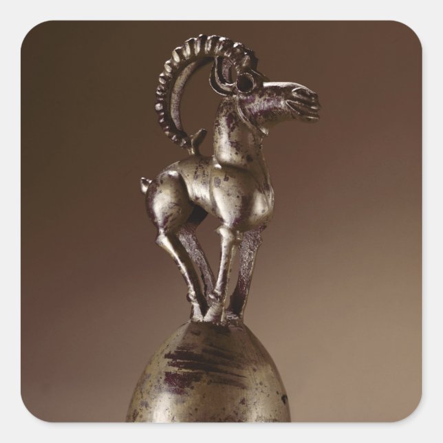 Pegatina Cuadrada Finial con una cabra de montaña (Anverso)