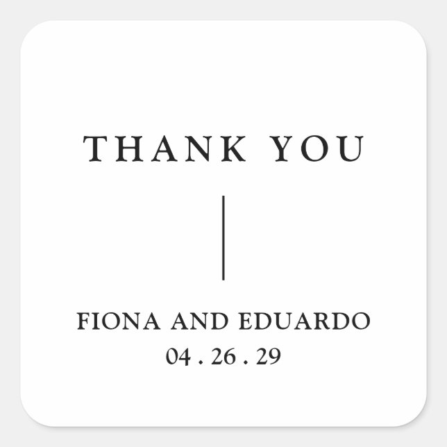 Pegatina Cuadrada Fiona Negra y Negrita Negrita Monograma Boda moder (Anverso)