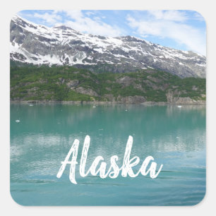 Pegatina Cuadrada Fiordo del glaciar de Alaska