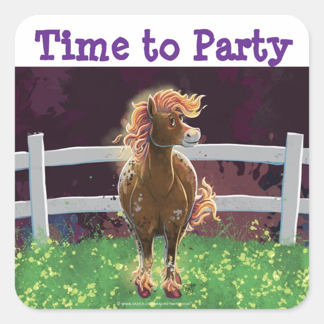 Pegatina Cuadrada Fire Horse (Anverso)