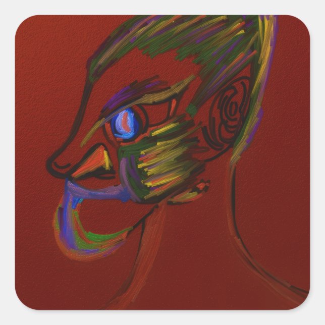 Pegatina Cuadrada Fire Warrior (Anverso)