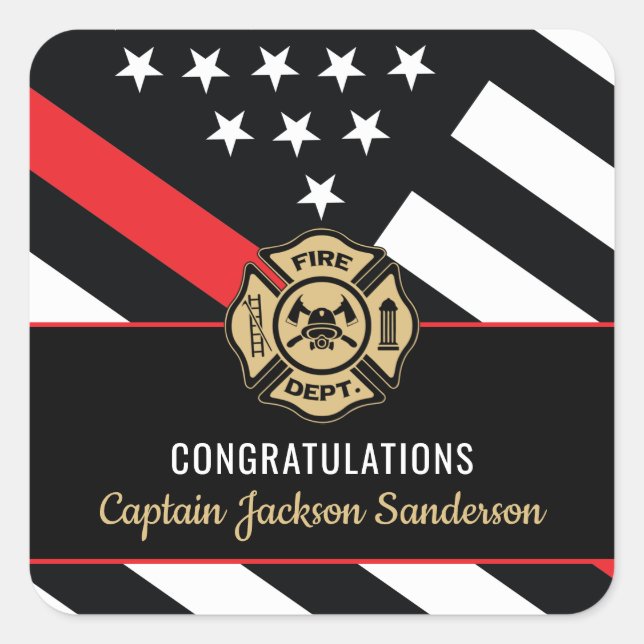 Pegatina Cuadrada Fireman Fire Department Firefighter Retirement (Anverso)