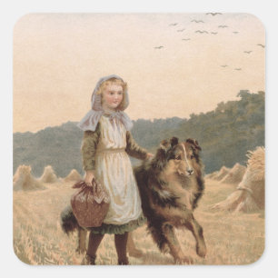 Pegatina Cuadrada Firm Friends, principios del siglo XX,