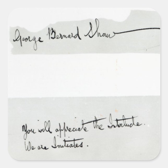 Pegatina Cuadrada Firma de George Bernard Shaw (Anverso)