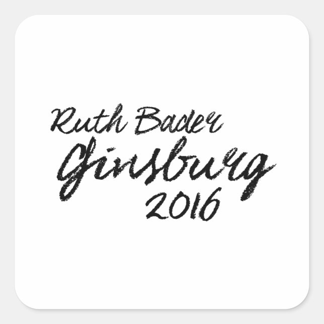 Pegatina Cuadrada Firma de Ruth Bader Ginsburg 2016 (Anverso)