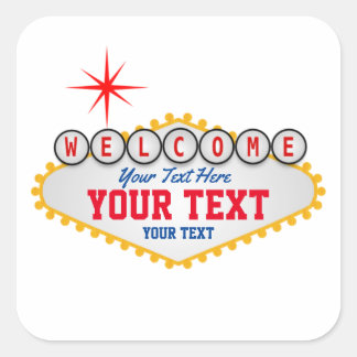 Pegatina Cuadrada Firmar el texto de bienvenida de Las Vegas