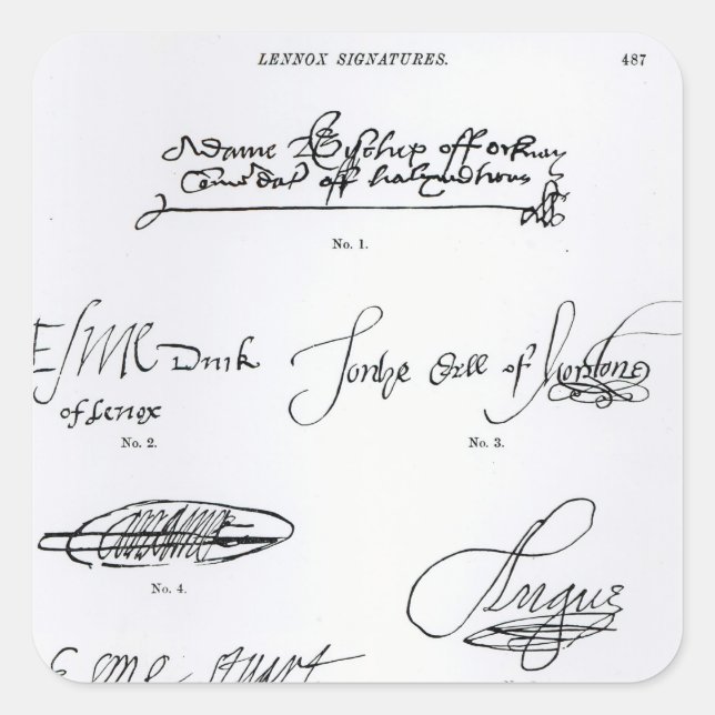 Pegatina Cuadrada Firmas de los siglos XVI y XVII (Anverso)