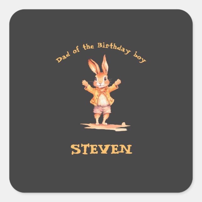 Pegatina Cuadrada First Birthday animal cards (Anverso)