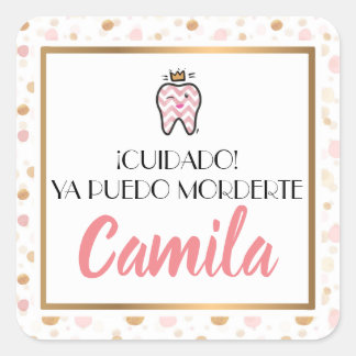 Pegatina Cuadrada First tooth label