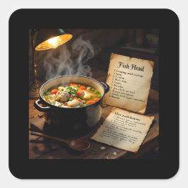 Pegatina Cuadrada Fish head soup caribbean