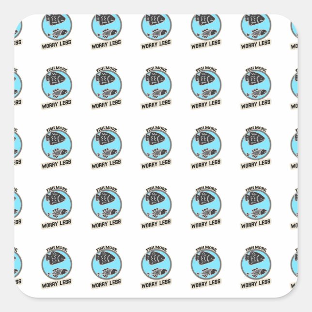Pegatina Cuadrada Fish More Worry Less (Anverso)