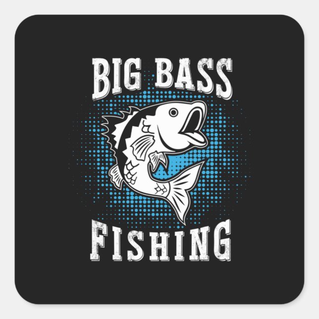 Pegatina Cuadrada Fisher Gift Big Fishing (Anverso)
