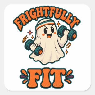 Pegatina Cuadrada Físicamente Espantoso Fitness Divertido de Hallowe