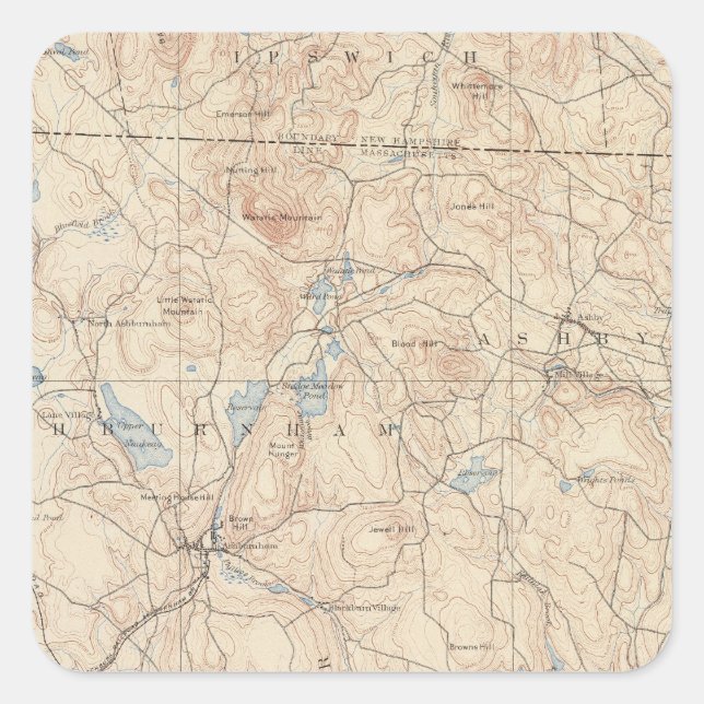 Pegatina Cuadrada Fitchburg, Massachusetts (Anverso)