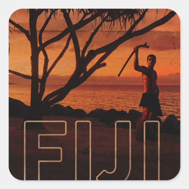 Pegatina Cuadrada Fiyi vintage (Anverso)