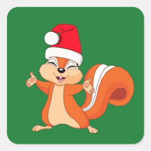Pegatina Cuadrada Fizzy la dramática ardilla a los Navidades