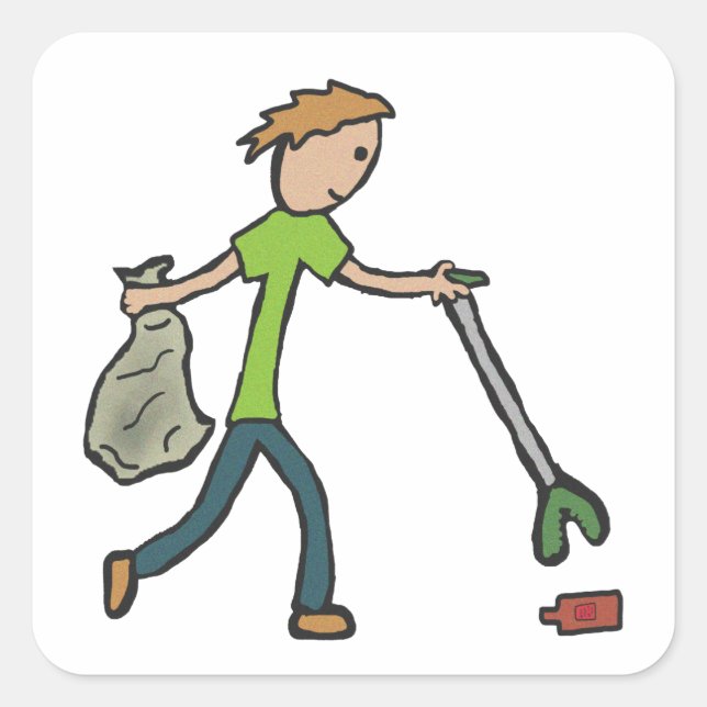 Pegatina Cuadrada Flagelación y recogida de basura (Anverso)