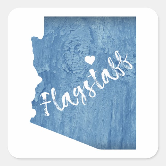 Pegatina Cuadrada Flagstaff Arizona Wood Grain (Anverso)