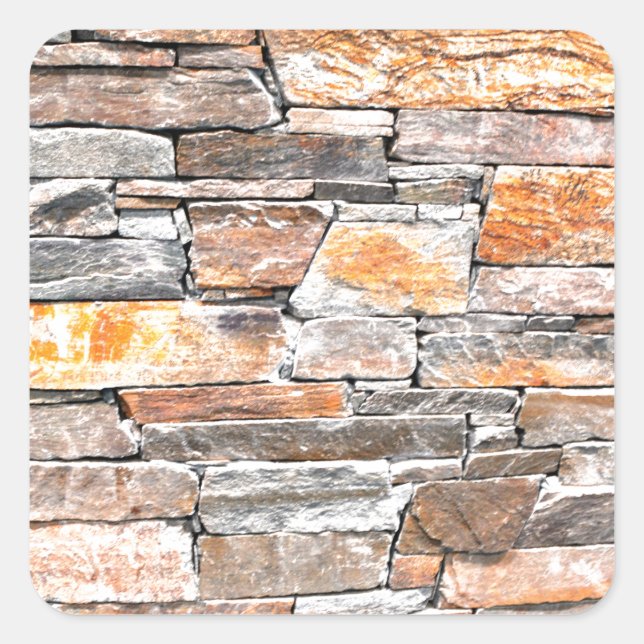 Pegatina Cuadrada Flagstone patrón de piedra natural ladrillos beige (Anverso)