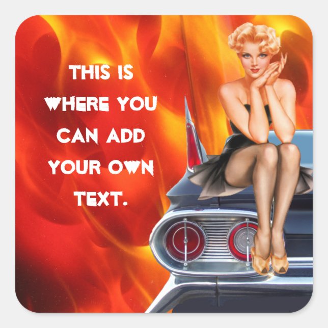 Pegatina Cuadrada Flamante caliente (Anverso)