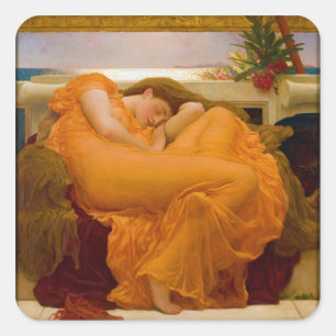 Pegatina Cuadrada Flamante junio de Sir Frederic Leighton