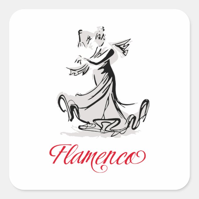 Pegatina Cuadrada Flamenco (Anverso)