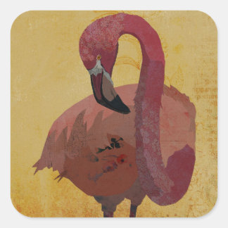 PEGATINA CUADRADA FLAMENCO ROSA